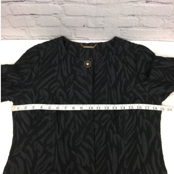 Dana Buchman Embroidered Zebra-like Print Mob Wife Black Lightweight 3/4 Coat M - Picture 11 of 13